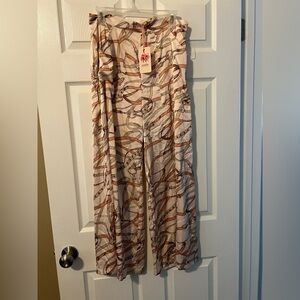 Entro Beige and Brown horse bridle Wide leg pants